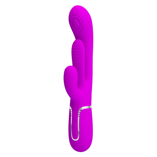 Розовый вибратор-кролик 22,2см с дополнительным язычком Pretty Love Triple Rabbit Multifuncional Vibrador BW-500041