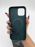 Кожаный чехол Leather Case iPhone 12 Pro Max, Seguoila Green Темно-Зеленый