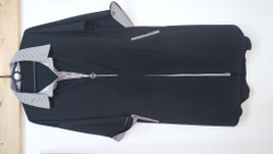 Платье женское большой размер 54 трикотаж трикотажное обманка тёплое зимнее весеннее осеннее демисезонное чёрное черно-белая полоска полосатое ненарядное повседневное на работу комфортное удобное 3/4 рукав великан 4XL XXXXL 5XL XXXXXL 6XL 7XL 8XL