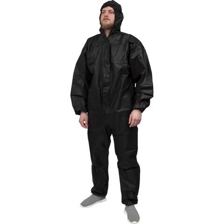 Многоразовый защитный комбинезон , черный, плотность 60 г/м2, размер 4XL, рост 180-188, с планкой с липучкой Gigant GRC-2