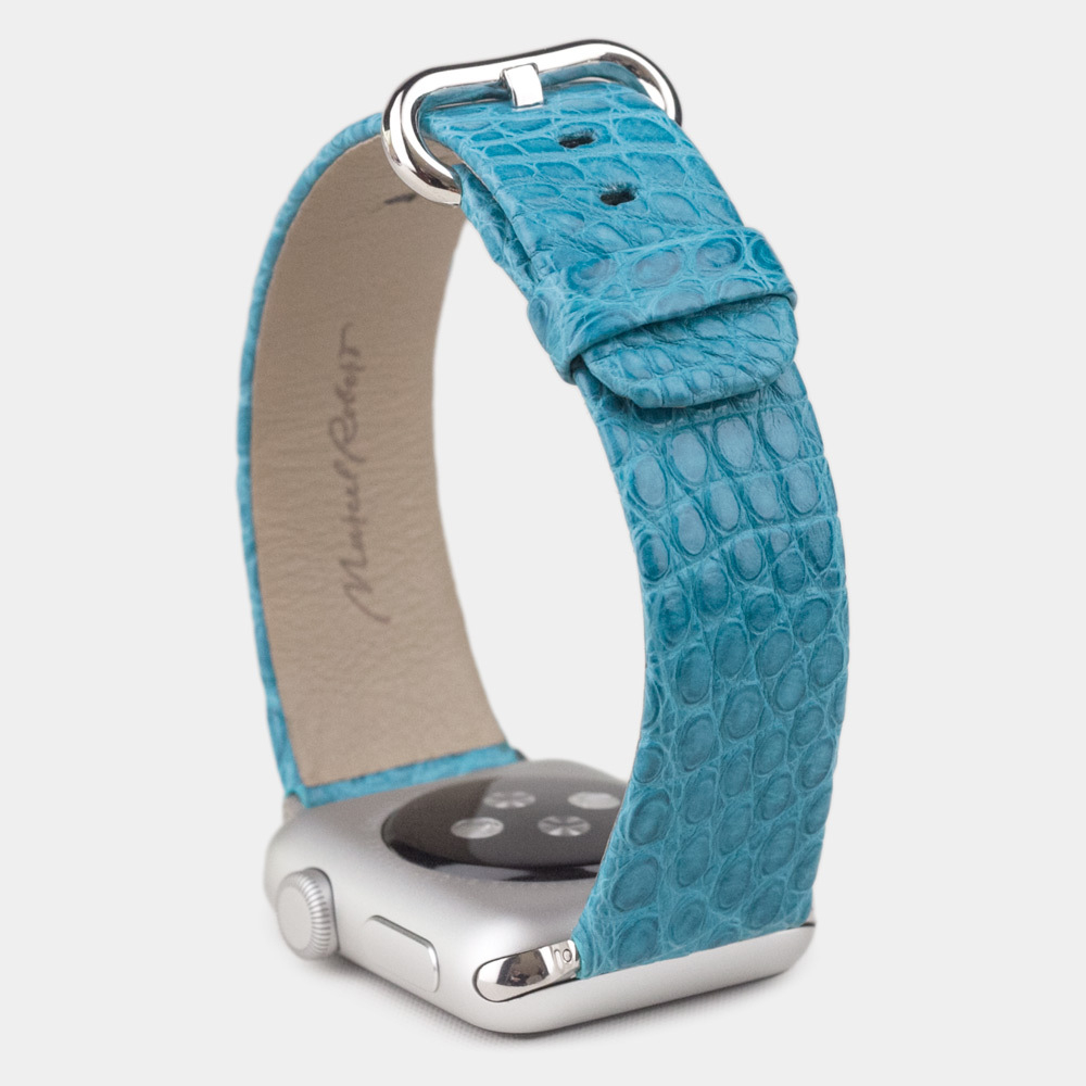 Ремешок для Apple Watch 44/45/46 mm из кожи аллигатора, цвета тиффани