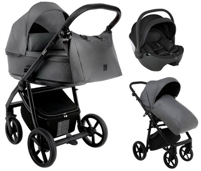Детская коляска Roan Esso 3 в 1 с автокреслом Pituso Baesa Pro Black ESS114/1 Grey/Black