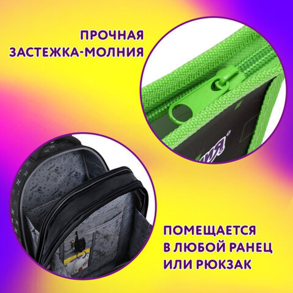 Папка для тетрадей ЮНЛАНДИЯ А4, 1 отделение, пластик, на молнии, "Gaming", 272142