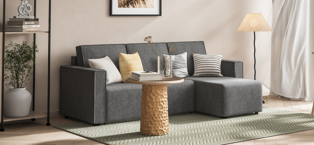 Угловой диван Норд лайт рогожка Мальмо серый