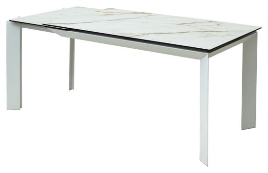 Стол CREMONA 140 KL-188 Контрастный мрамор / белый каркас