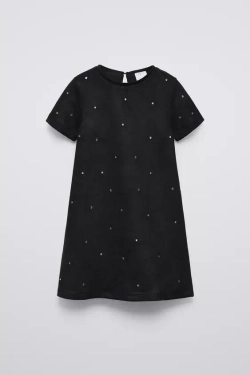 ZARA ПЛАТЬЕ ИЗ ИСКУССТВЕННОЙ ЗАМШИ, ЧЕРНЫЙ