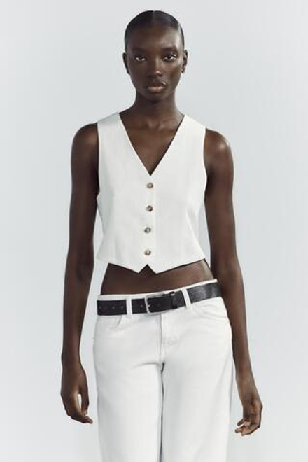 ZARA ЖИЛЕТ CUT OUT, ЭКРЮ