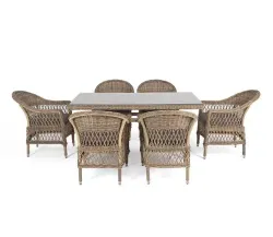 "Амароне" обеденная группа из искусственного ротанга на 6 персон, цвет соломенный