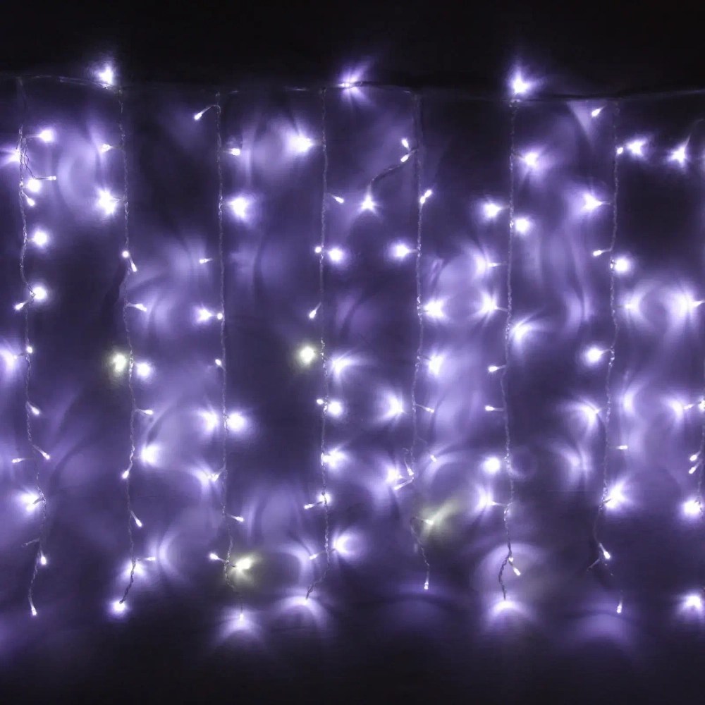 Гирлянда для улицы ЗАНАВЕС «Мерцание» ш2.0* в6.0 м 960 ламп LED, прозрач.пров,1 реж.,IP-54, Белый (возможность соединения)