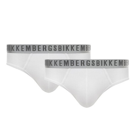 Мужские трусы брифы белые набор 2 в 1 Bikkembergs SILVER BKK1USP11BI/2