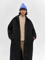 Плащ FOS Длинный Утепленный Мужской черный