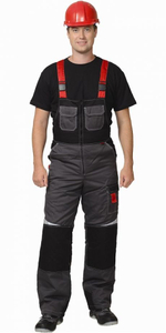 Костюм зимний темно-серый с черным и красным и СОП