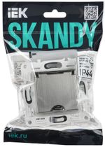 SKANDY Розетка 1-местная с заземлением с защитными шторками и крышкой 16А IP44 SK-R11N металл никель IEK