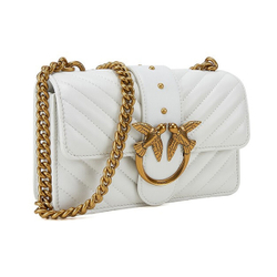 Сумка Pinko Quilt Logo Rivet Chain Clamshell Bird Swallow Bag Shoulder Cowhide Leather Sheepskin Messenger Bag Mini White, 1P227L-Y6XV-Z14
