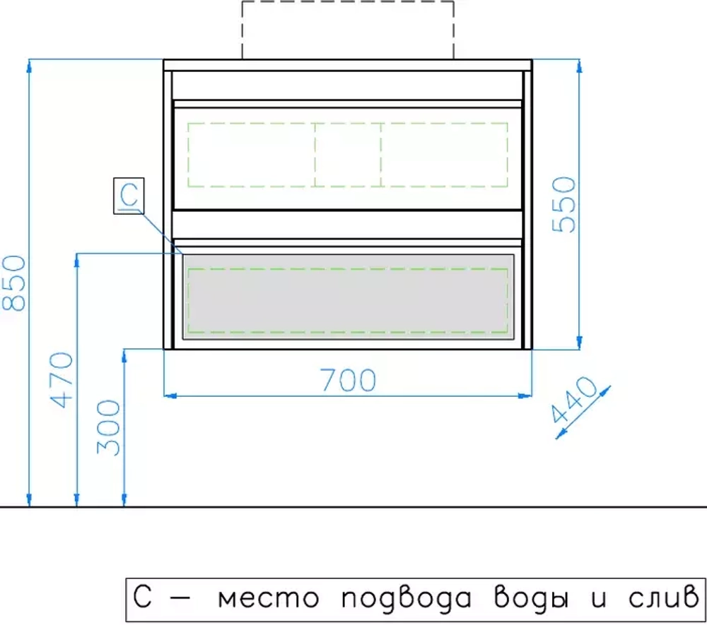 Тумба подвесная "Монако 70" (2 ящ.), Гамма 56, Осина бел /бел лакобель, PLUS