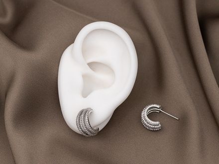 Серьги "Дорожки" 15мм, со стразами