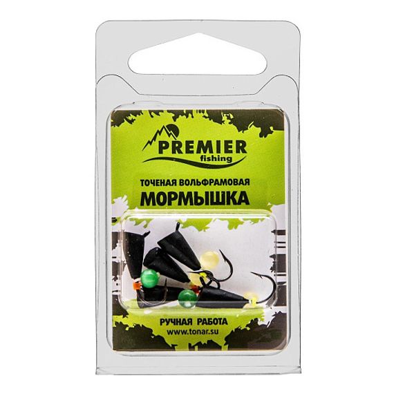 Мормышка вольфрам Конус 5 с камнем Кошачий глаз 321 PR-M-321) Premier Fishing