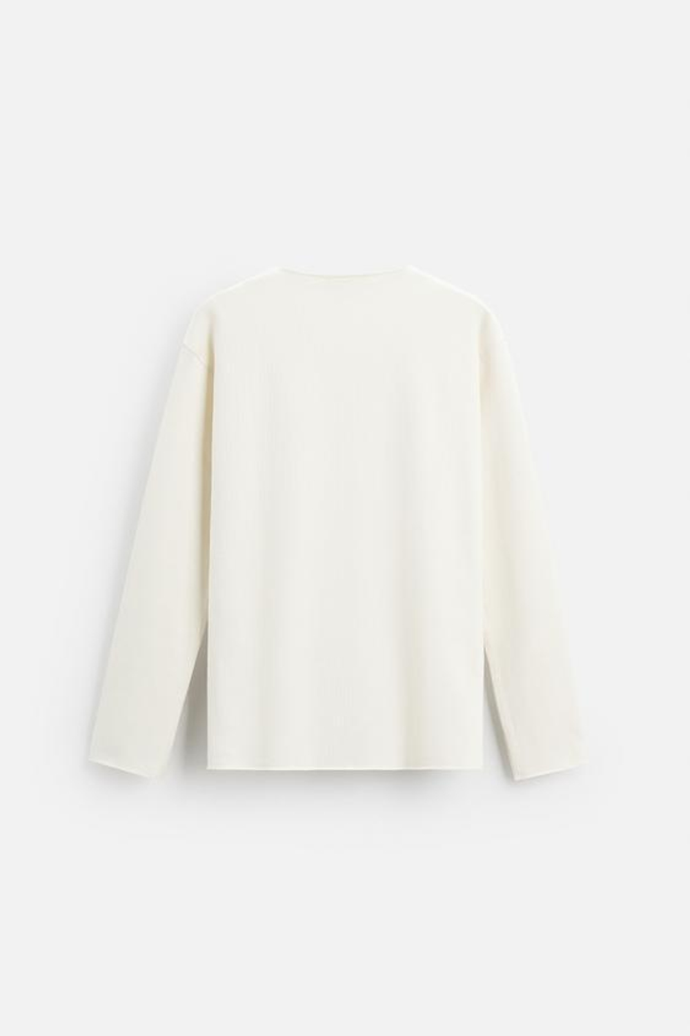 ZARA ФУТБОЛКА ИЗ РИФЛЕНОЙ ТКАНИ, ЖЕЛТОВАТО-БЕЛЫЙ