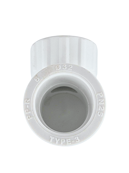 Угольник комбинированный PPR внутренняя резьба 32х 1/2,  белый, РТП (60/15)