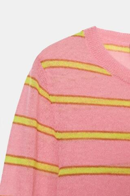 ZARA ДЖЕМПЕР ИЗ ШЕРСТИ В ПОЛОСКУ, РОЗОВЫЙ