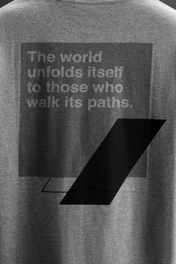 ZARA ФУТБОЛКА С ПРИНТОМ, СЕРЫЙ С МЕЛАНЖЕВЫМ ЭФФЕКТОМ