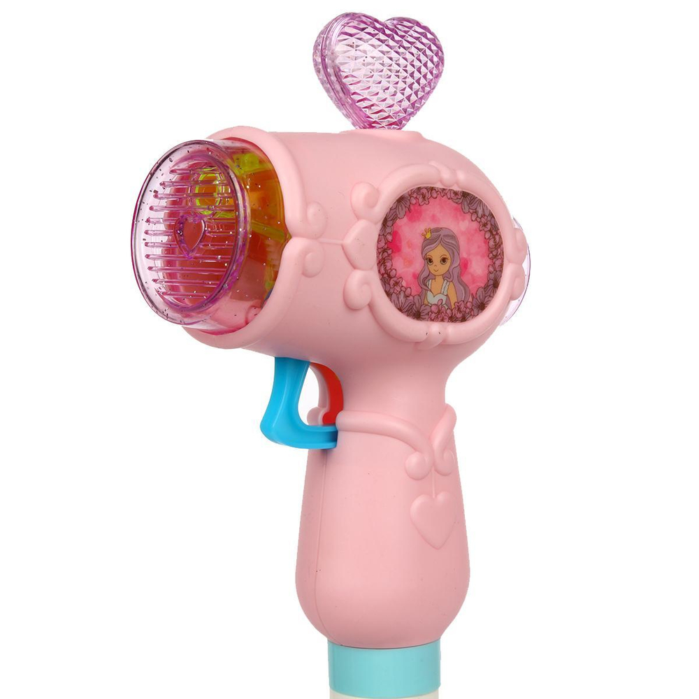 Мыльные пузыри Принцеса с феном, со светом, 32 см, 2 цвета микс,, с-30100