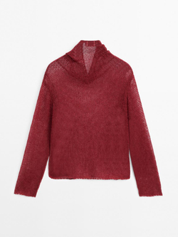 Massimo Dutti Ажурный свитер, винный