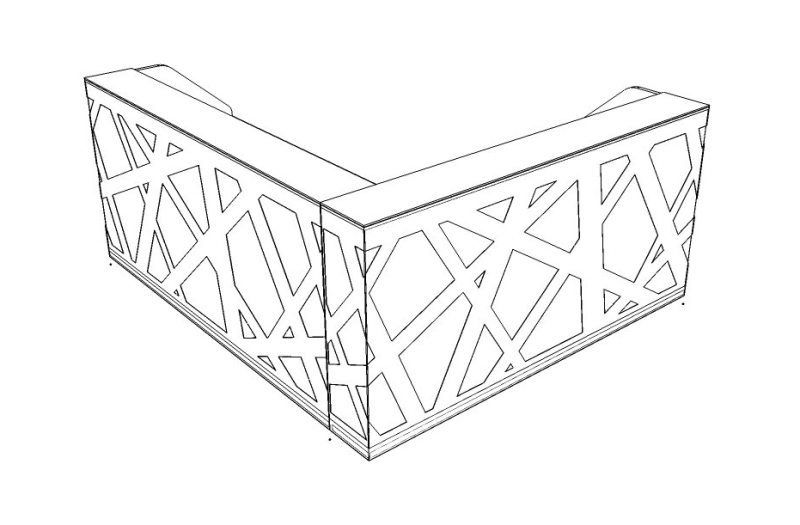 Стойка ресепшн угловая с боковыми панелями и LED подсветкой