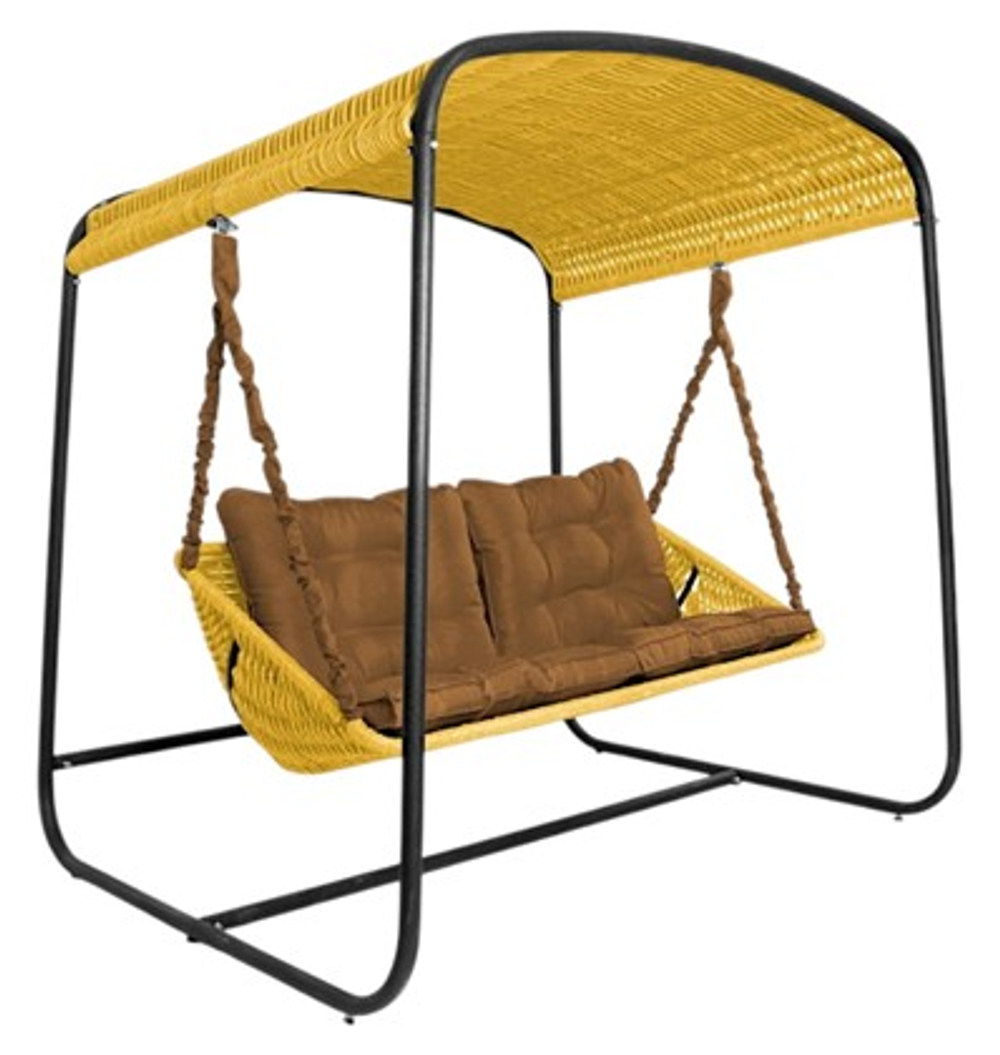 Качели в сад DeckWOOD Sky Bed Lite (желтый, подушка коричневая)