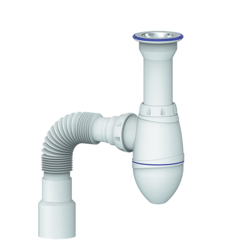 Сифон UNICORN для умывальника, литой выпуск 1 1/2 (Ø40), гофра Ø40xØ40/50 A120