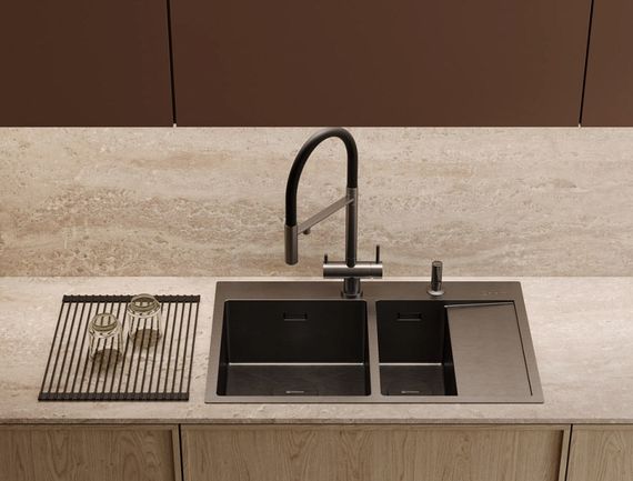 Мойка Omoikiri Akisame 78-2-GM-L нерж.сталь/вороненая сталь(арт.4973101)