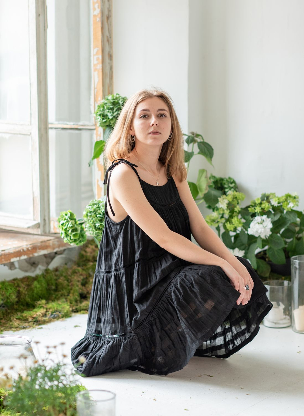 Сарафан на завязках короткий (черный)