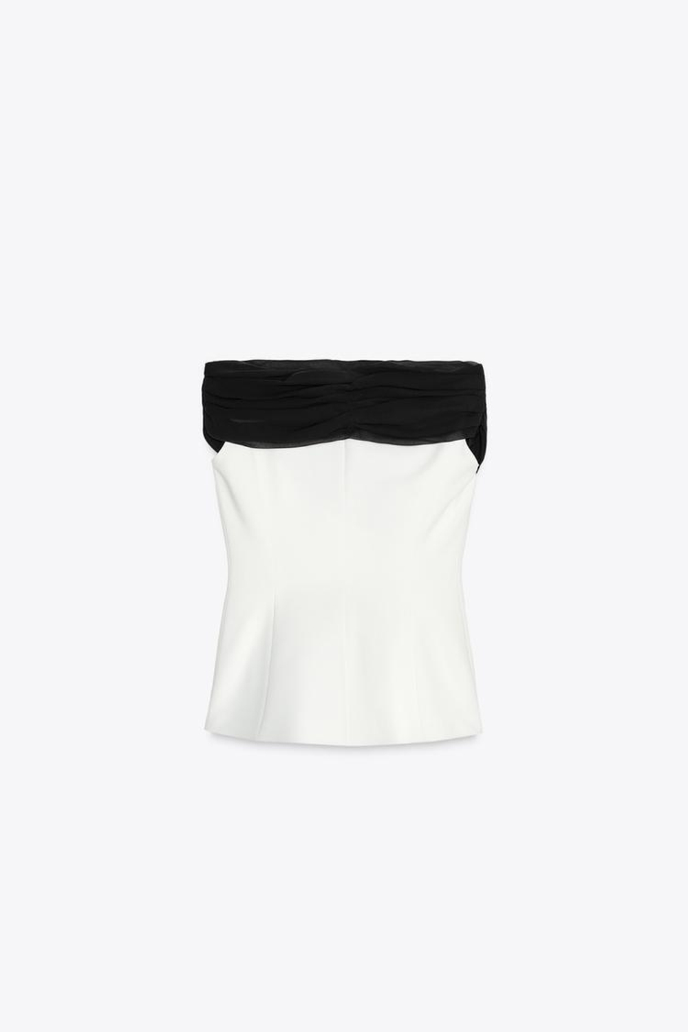 ZARA ТОП-БЮСТЬЕ С КОНТРАСТНОЙ ДЕТАЛЬЮ, ЭКРЮ