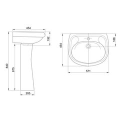 Умывальник Santeri Воротынск 50см без перелива + пьедестал