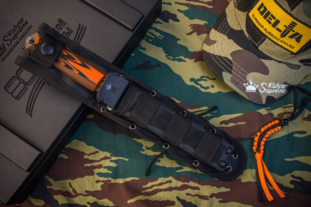 Тактический нож Delta AUS-8 StoneWash Black-Orange G10