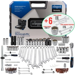 Набор инструментов 125+6пр.1/4''1/2''(6-гран.)(4-36мм,36-12гр.)+(ключи трещоточные:8х10,12х13мм, ключи резрезные:8х10,9х11,12х13мм) Scheppach Sch-41252-5 (Premium)