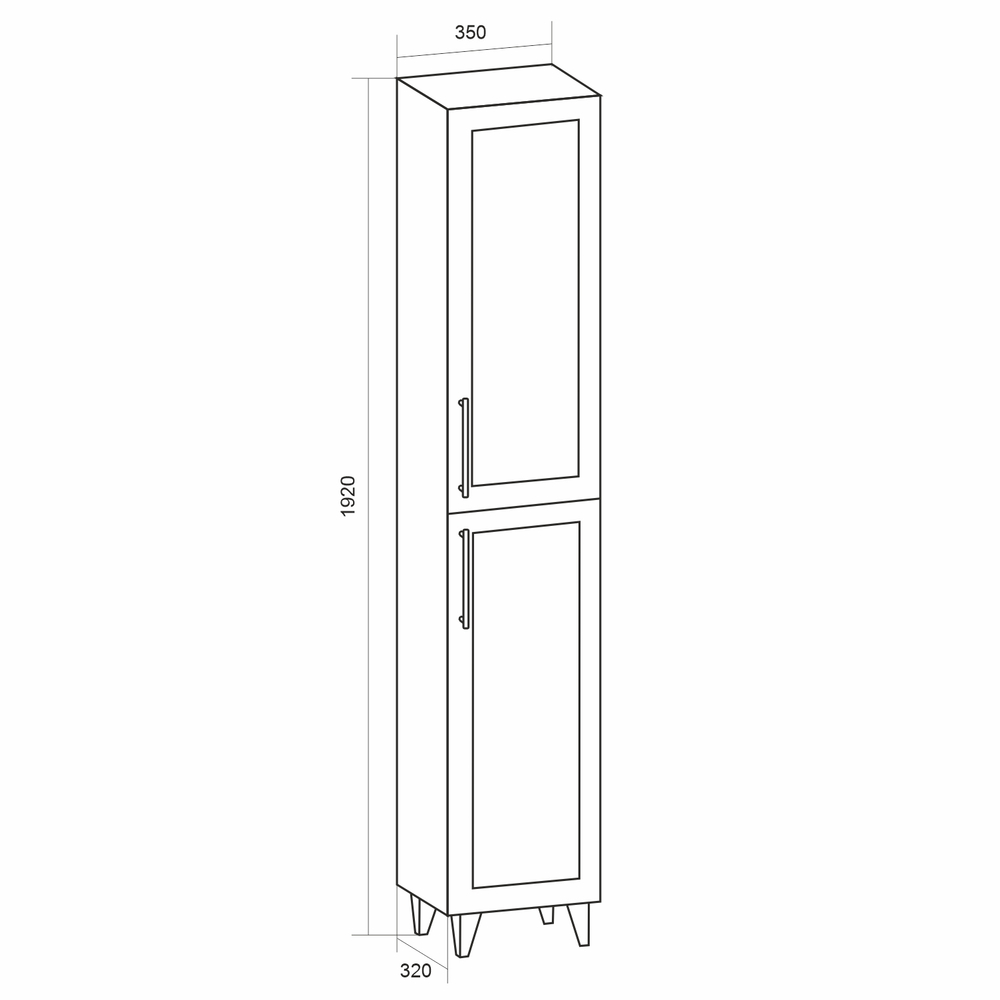 Пенал РИФ-35 универсальный 2 створки (350*1920*320) (ПВХ)