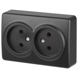 Розетка ЭРА Эксперт 11-2202-05 2х2P IP20 16A-250В ОУ антрацит | Эра Эксперт