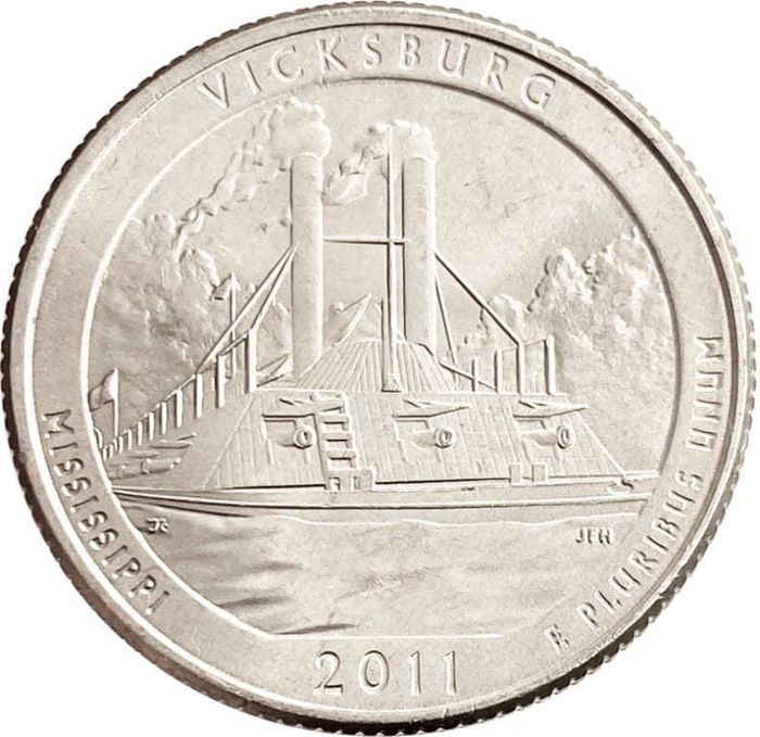 25 центов (1/4 доллара, квотер) 2011 США «Национальный парк Виксберг» (P) (9-й парк)