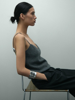 Massimo Dutti Топ из 100% кашемира на бретелях, серый меланж