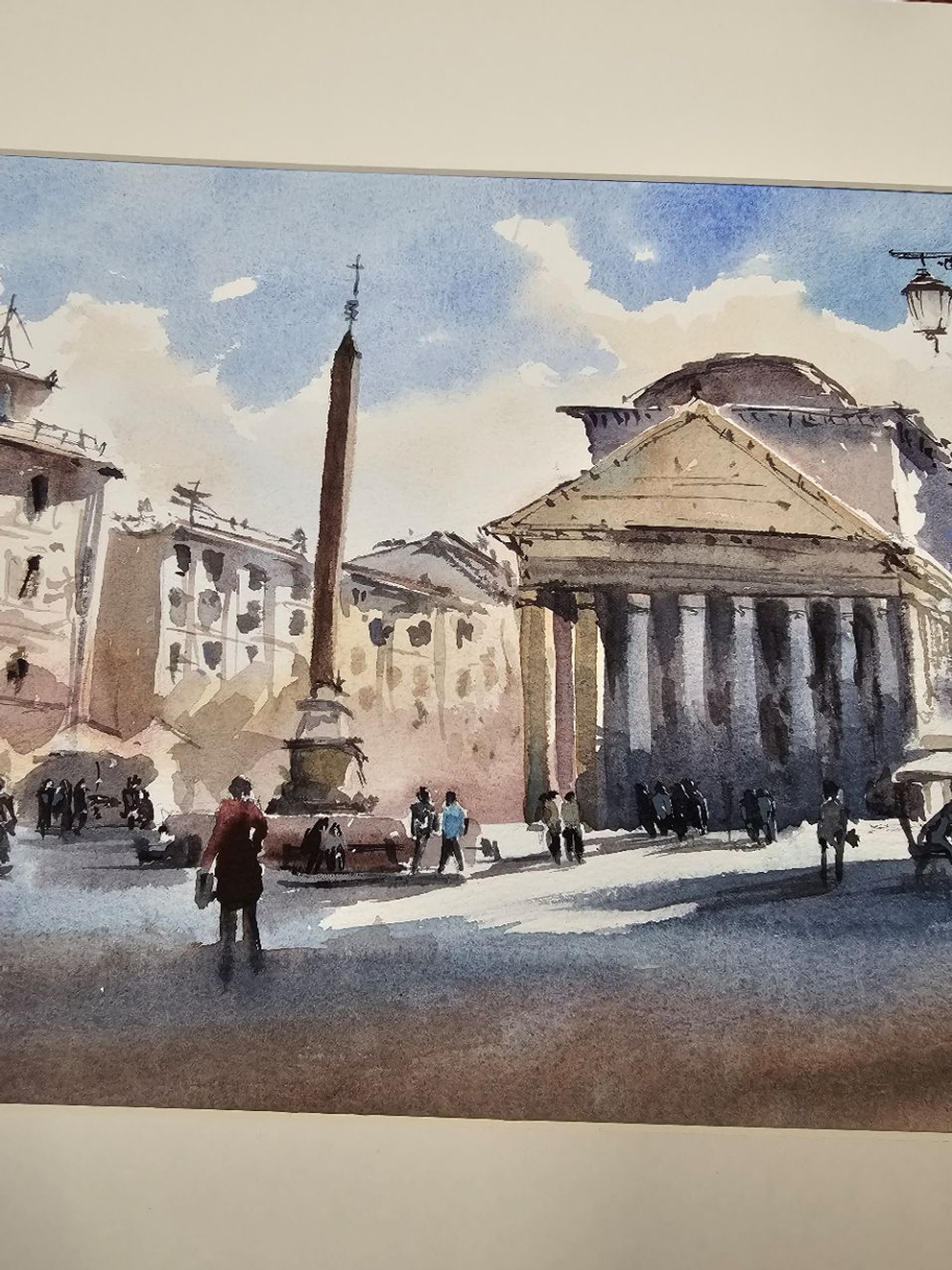 Картина авторская акварельная в паспарту 30х40 см на стену для интерьера "Пантеон. Рим"
