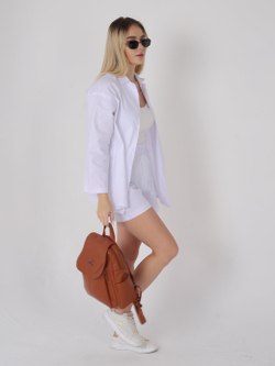 Рюкзак женский кожаный, коричневый