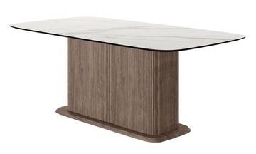 Прямоугольный обеденный стол DRAGON с матовой керамикой, опора шпон