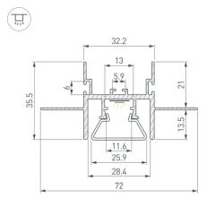Профиль с экраном STRETCH-CEIL-CENTER-S-2000 (Arlight, Алюминий) 044272