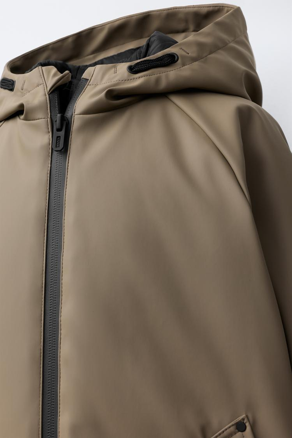 ZARA ПРОРЕЗИНЕННЫЙ ДОЖДЕВИК WATER RESISTANT, СЕРО-КОРИЧНЕВЫЙ