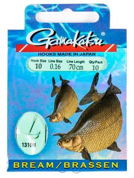 Крючки с поводком Gamakatsu BOOKLET BREAM 1310N разм. 10-0.18мм 70см 10шт.