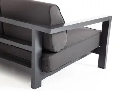 "Гранада" диван 3-местный, каркас алюминий темно-серый (RAL7024) шагрень, ткань темно-серая 027