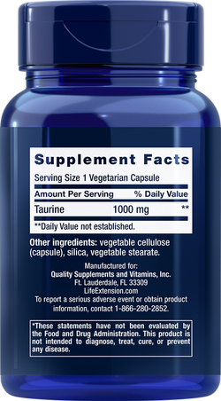 Taurine 1000 mg 90 capsules Life Extension