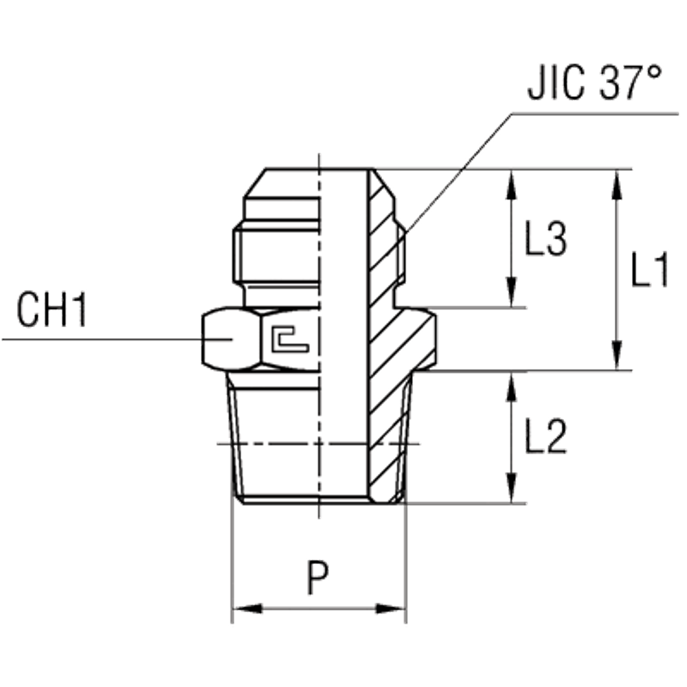 Штуцер FC JIC 1/2" NPT1/8"