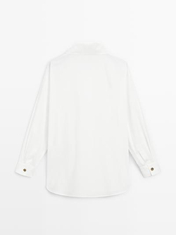 Massimo Dutti Рубашка из поплина с золотистыми пуговицами, белый